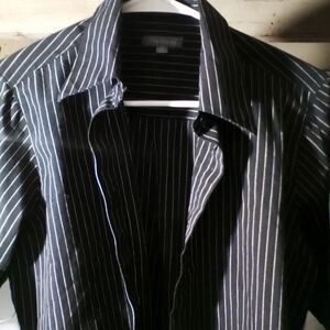 The Works Black Pinstripe Shirt M